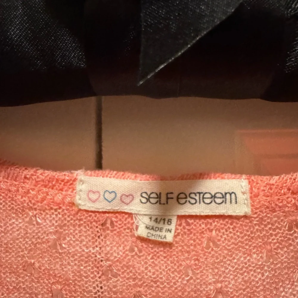 Self Esteem Girls Coral Moon Graphic Tank Top Lace Hem Size 14/16